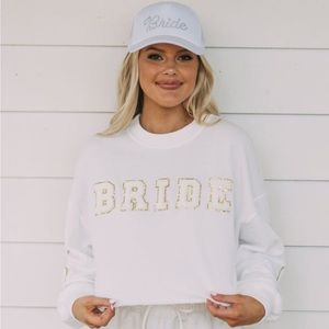 These three cropped long sleeve bride sweatshirt